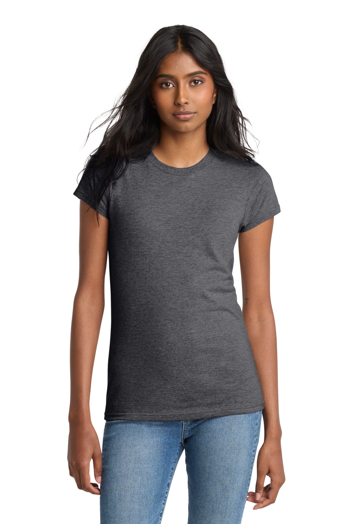 Custom Embroidered District T-Shirts  in Heathered Charcoal