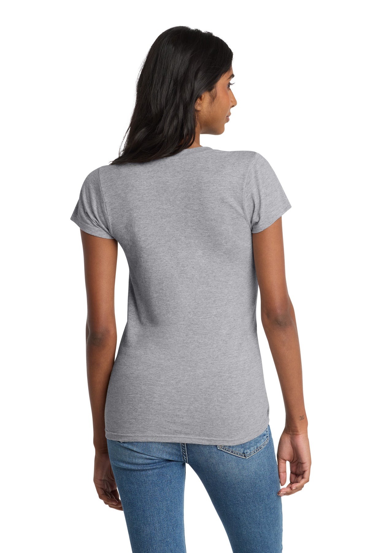 Custom Embroidered District T-Shirts  in Heather Grey