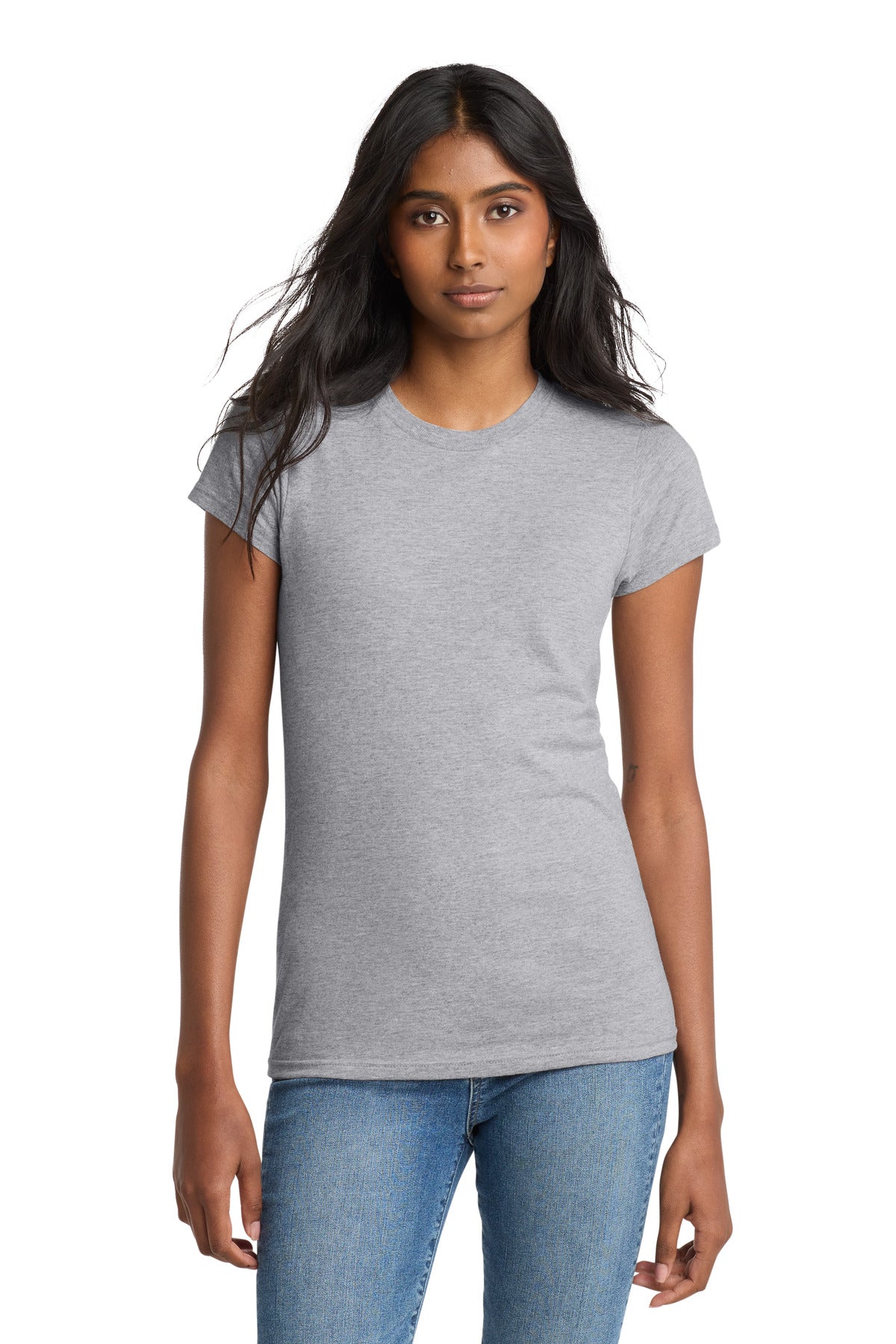 Custom Embroidered District T-Shirts  in Heather Grey