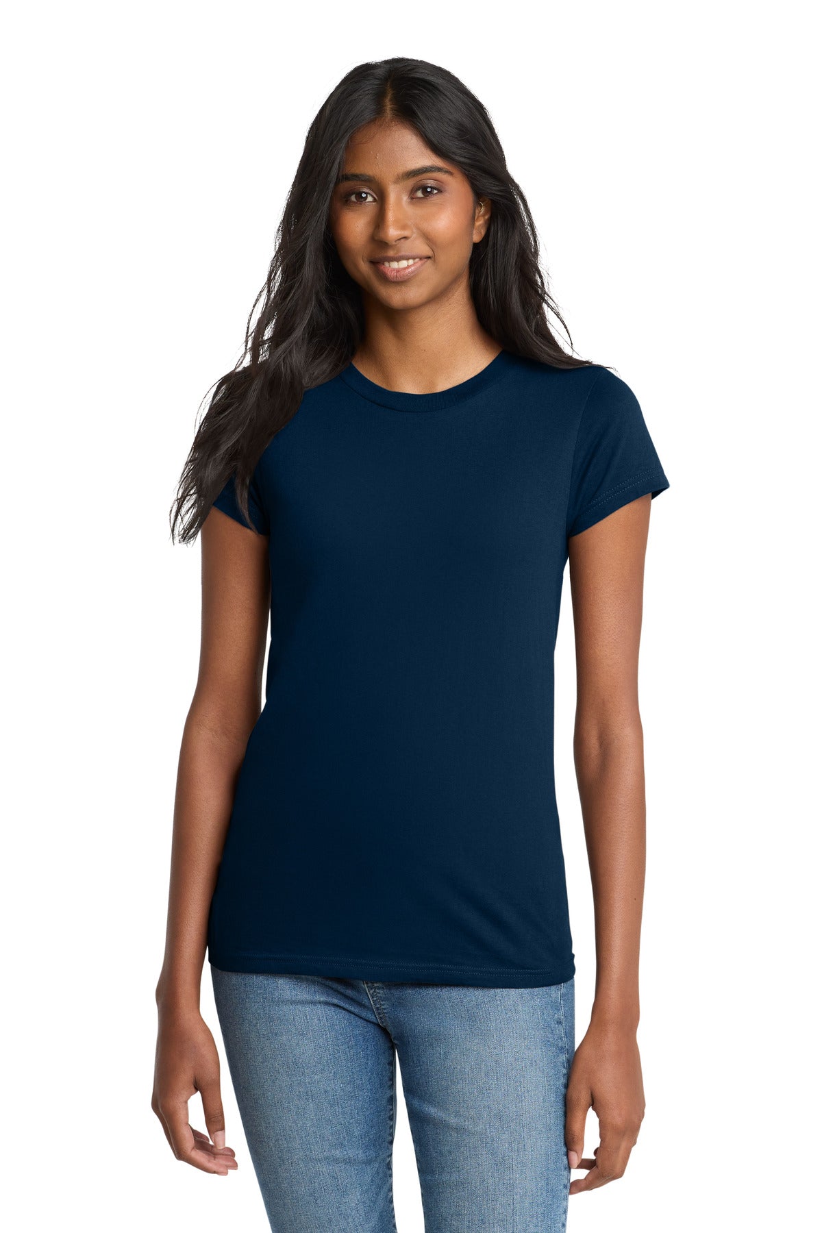 Custom Embroidered District T-Shirts  in New Navy