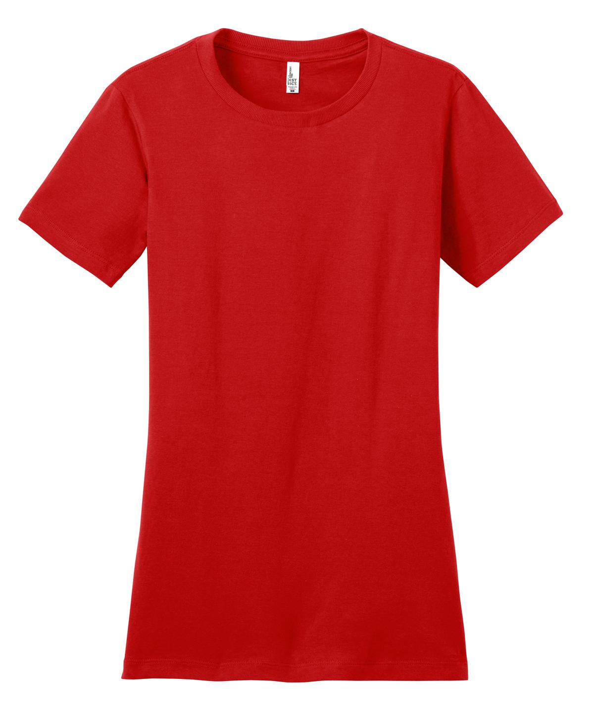 Custom Embroidered District T-Shirts  in New Red