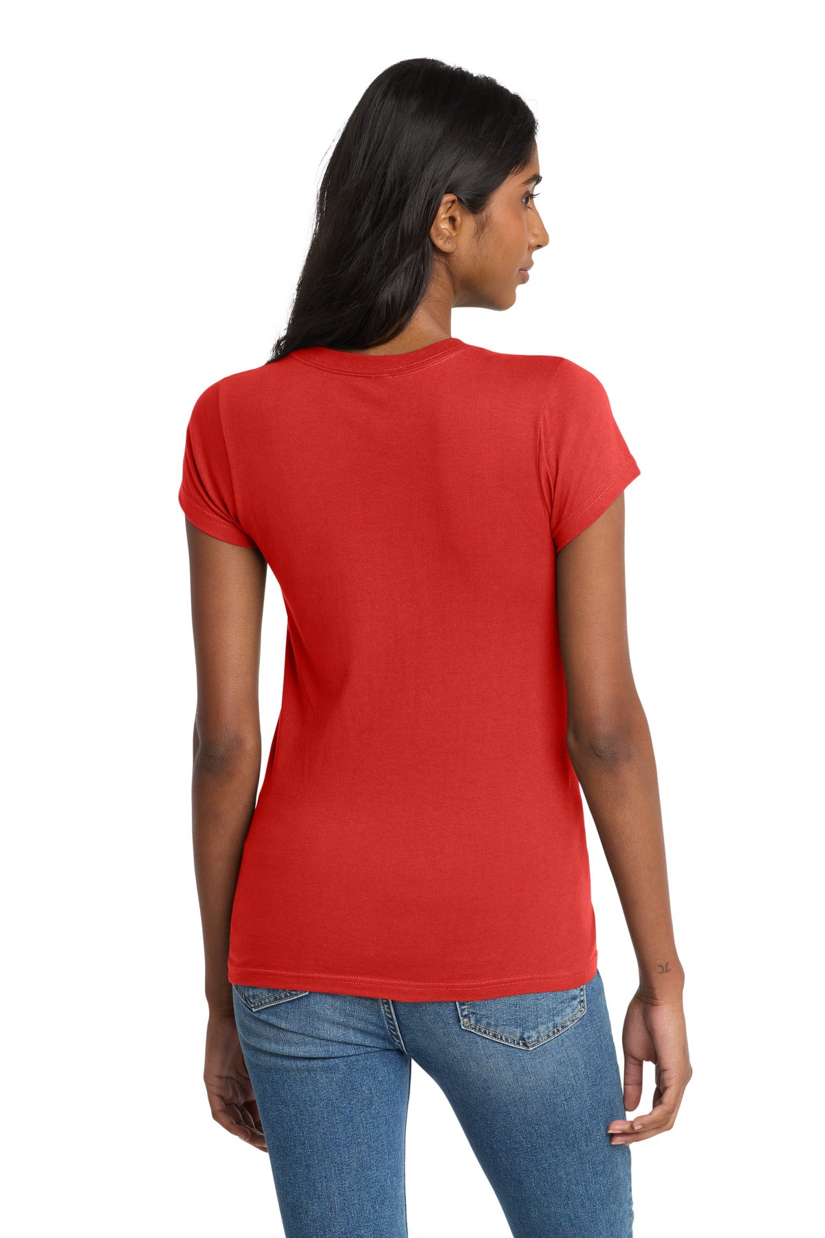 Custom Embroidered District T-Shirts  in New Red