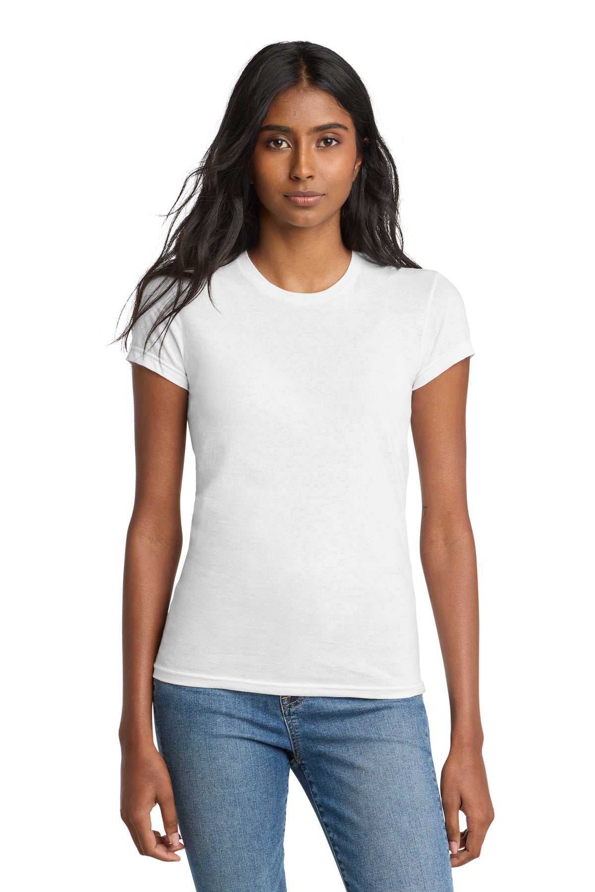 Custom Embroidered District T-Shirts  in White