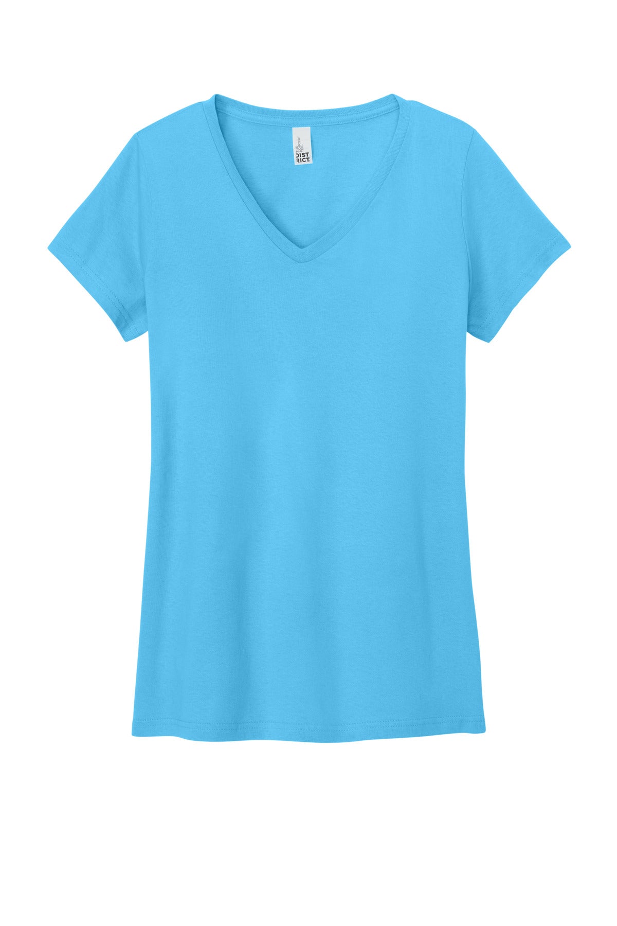 Custom Embroidered District T-Shirts  in Aquatic Blue
