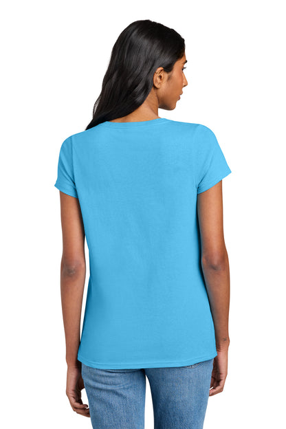Custom Embroidered District T-Shirts  in Aquatic Blue