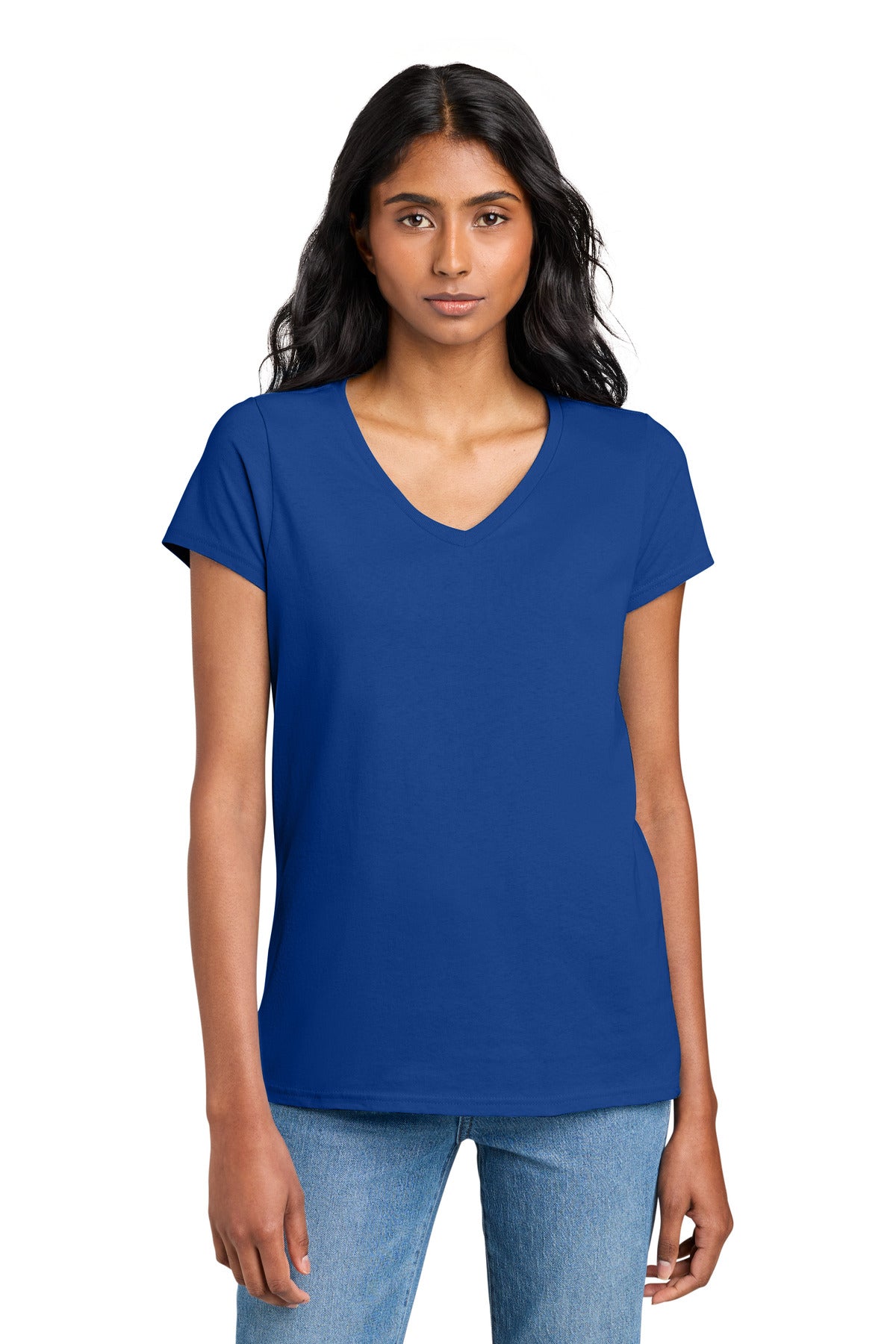 Custom Embroidered District T-Shirts  in Deep Royal