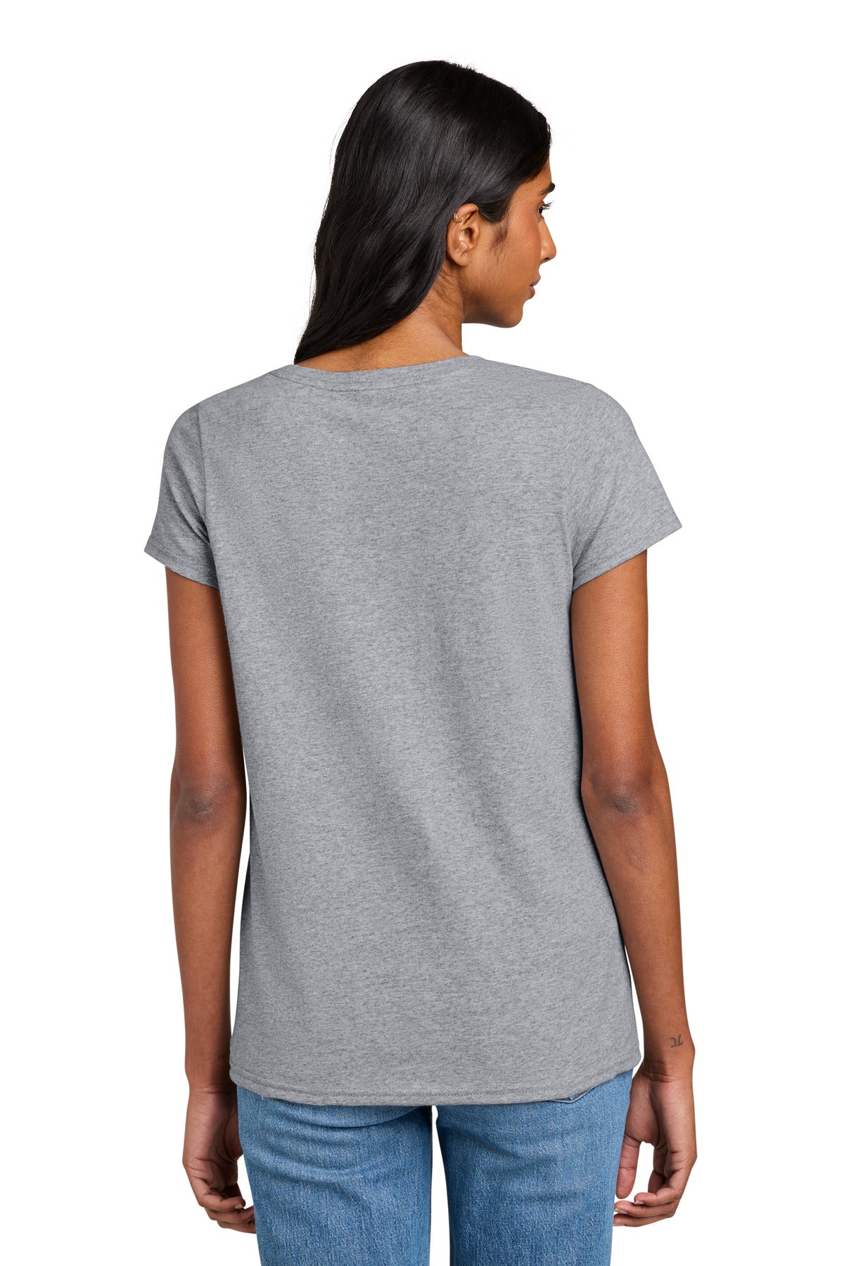 Custom Embroidered District T-Shirts  in Heather Grey