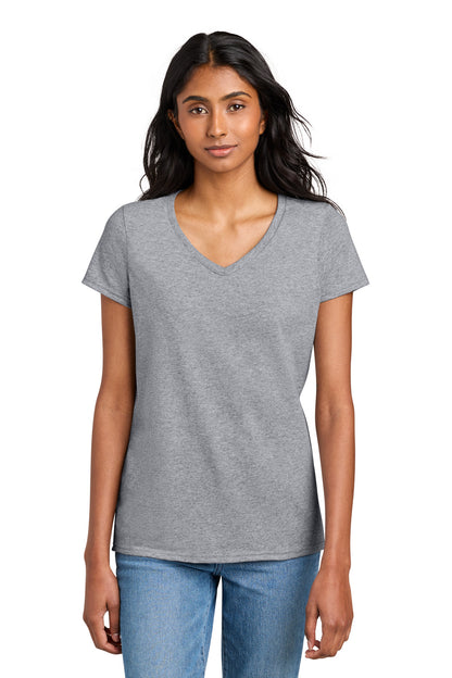 Custom Embroidered District T-Shirts  in Heather Grey