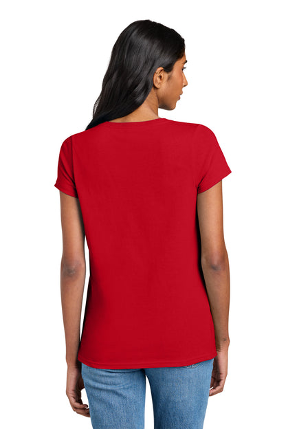 Custom Embroidered District T-Shirts  in New Red
