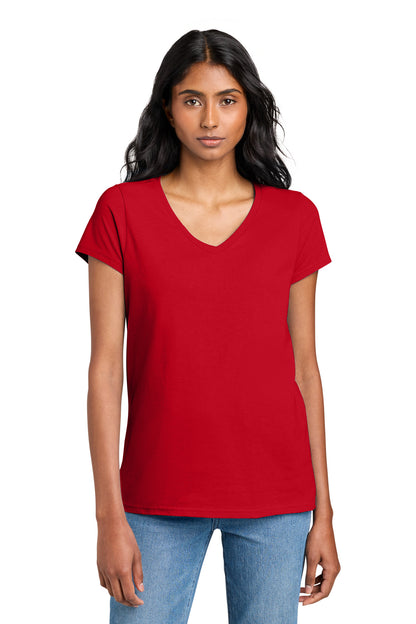 Custom Embroidered District T-Shirts  in New Red