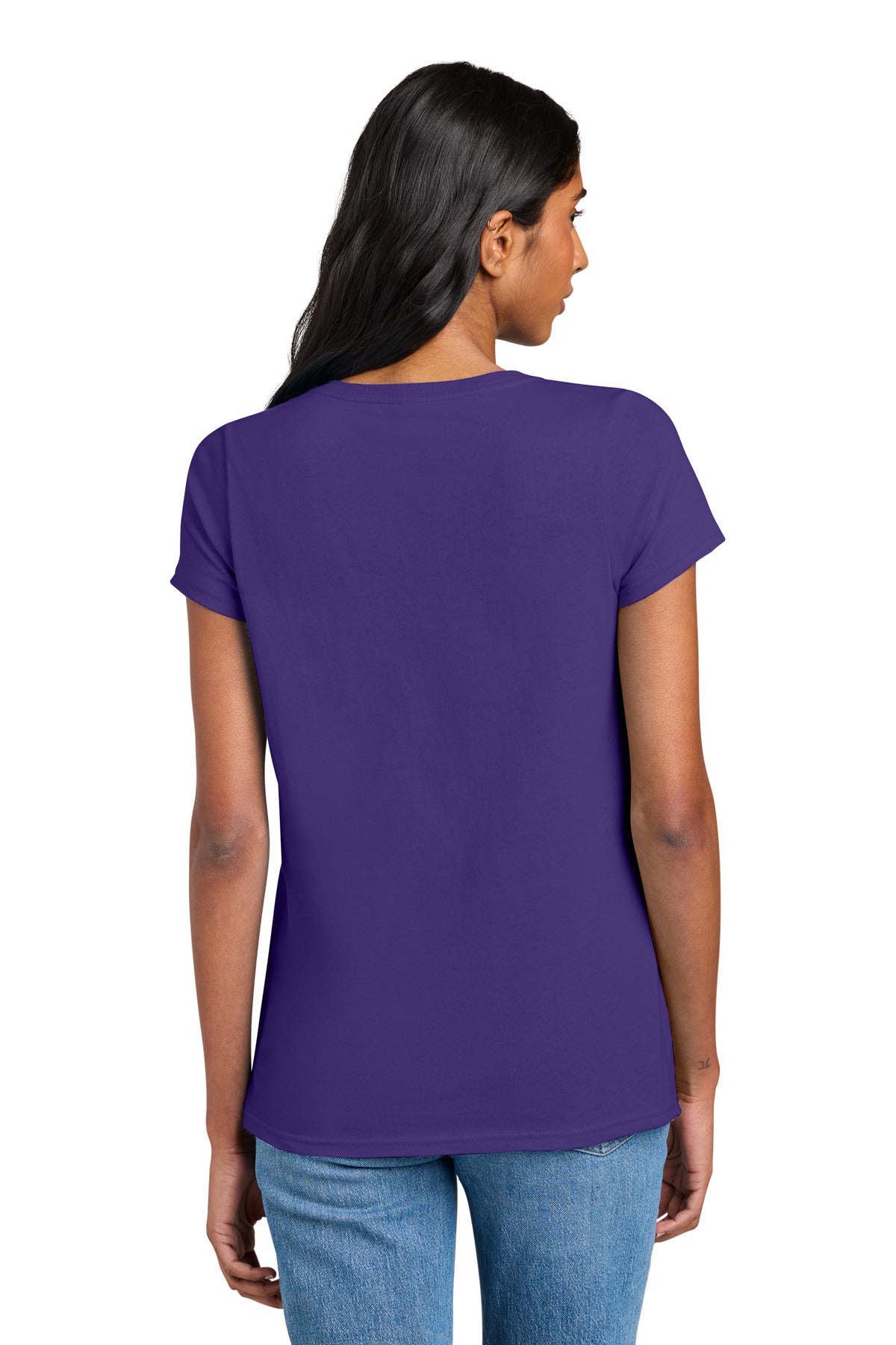 Custom Embroidered District T-Shirts  in Purple