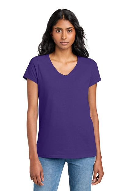 Custom Embroidered District T-Shirts  in Purple