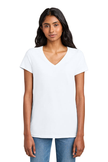 Custom Embroidered District T-Shirts  in White