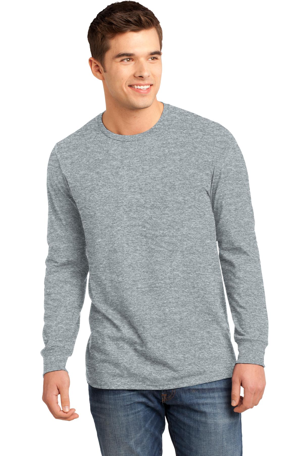 Custom Embroidered District T-Shirts  in Heather Grey