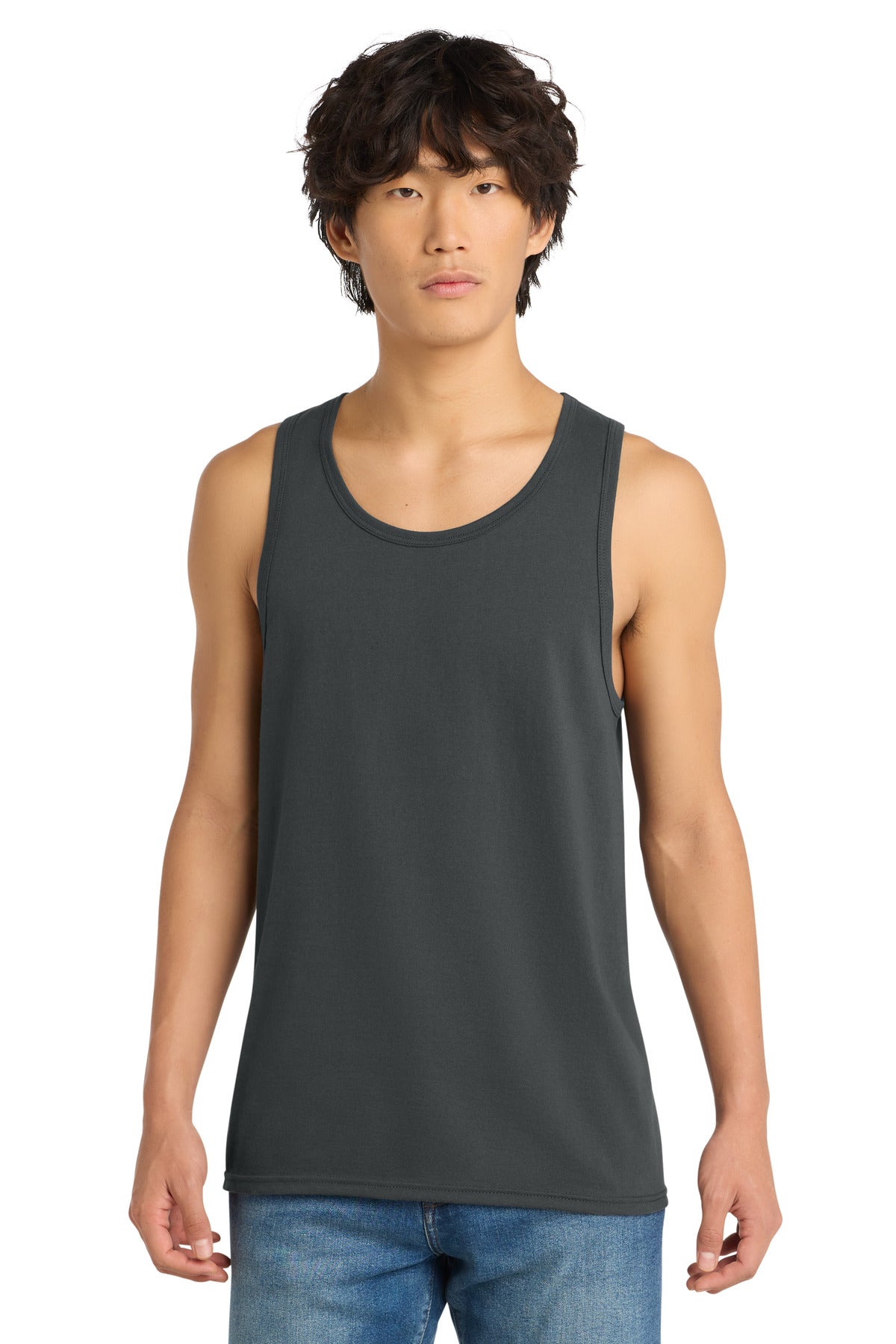 Custom Embroidered District T-Shirts  in Charcoal