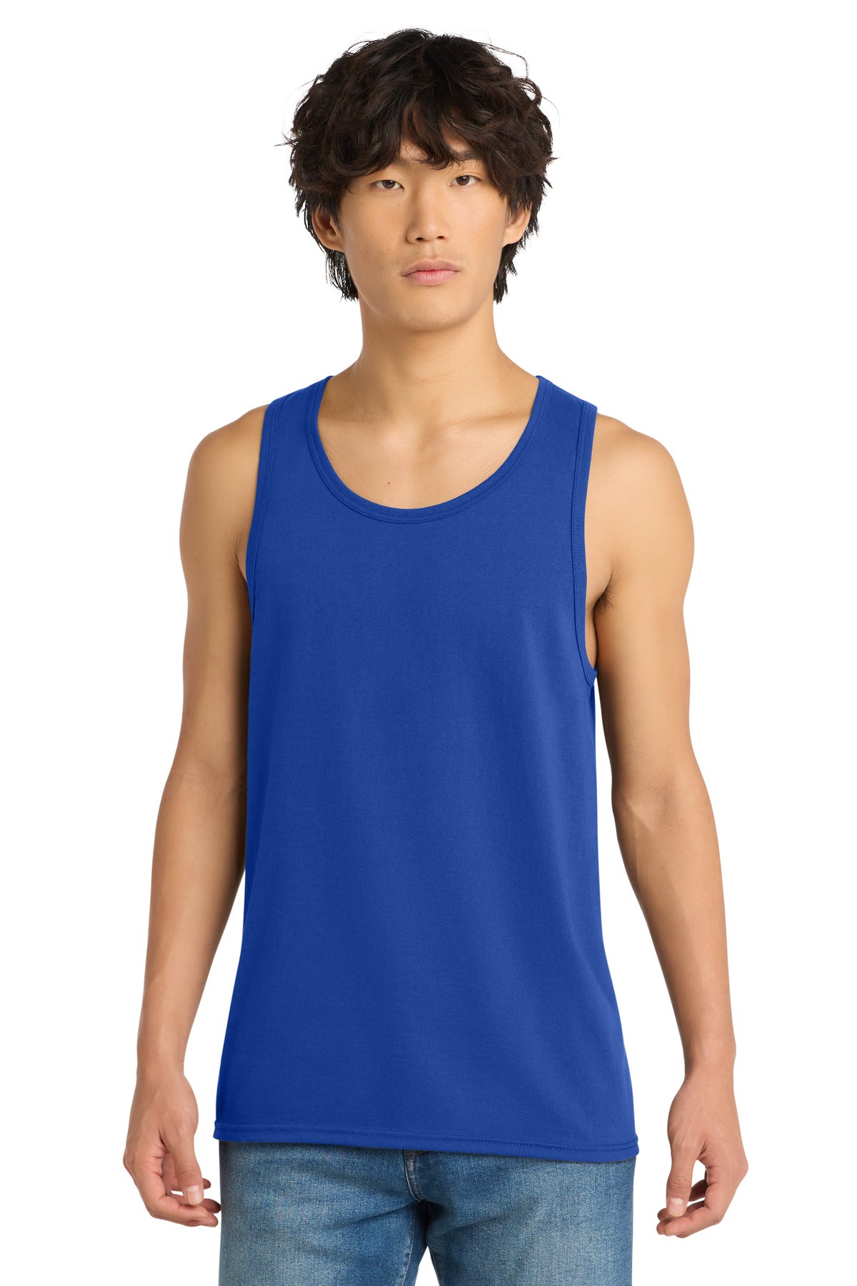 Custom Embroidered District T-Shirts  in Deep Royal
