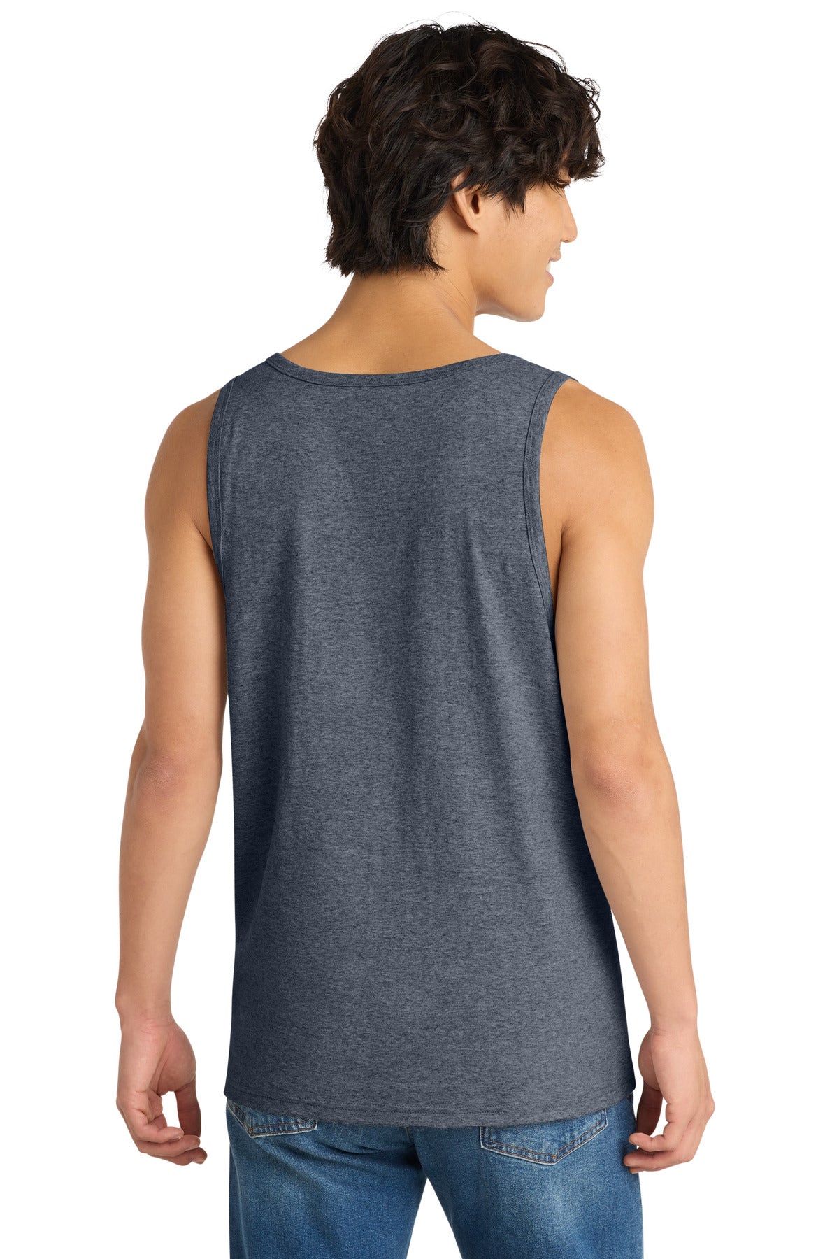 Custom Embroidered District T-Shirts  in Heathered Navy