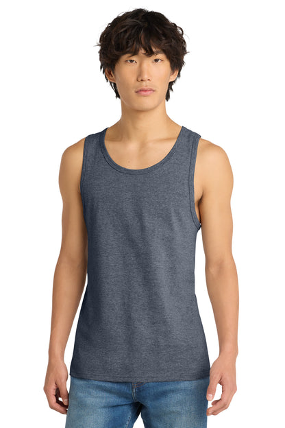 Custom Embroidered District T-Shirts  in Heathered Navy