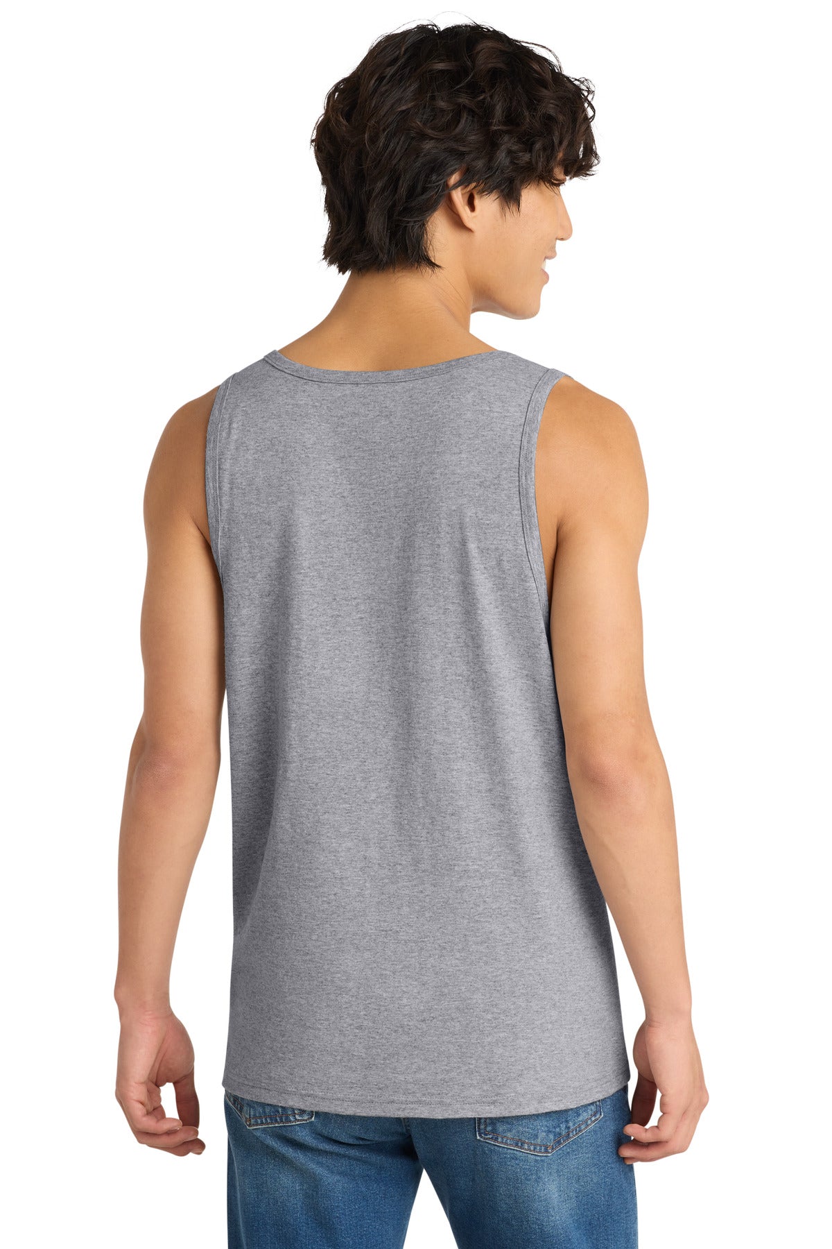 Custom Embroidered District T-Shirts  in Heather Grey