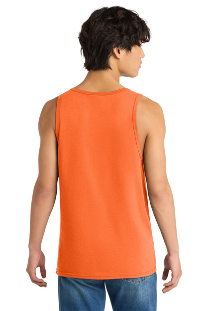 Custom Embroidered District T-Shirts  in Neon Orange