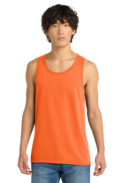 Custom Embroidered District T-Shirts  in Neon Orange