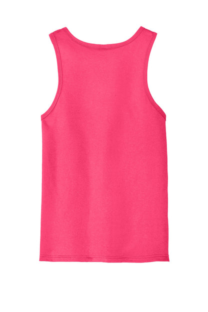 Custom Embroidered District T-Shirts  in Neon Pink