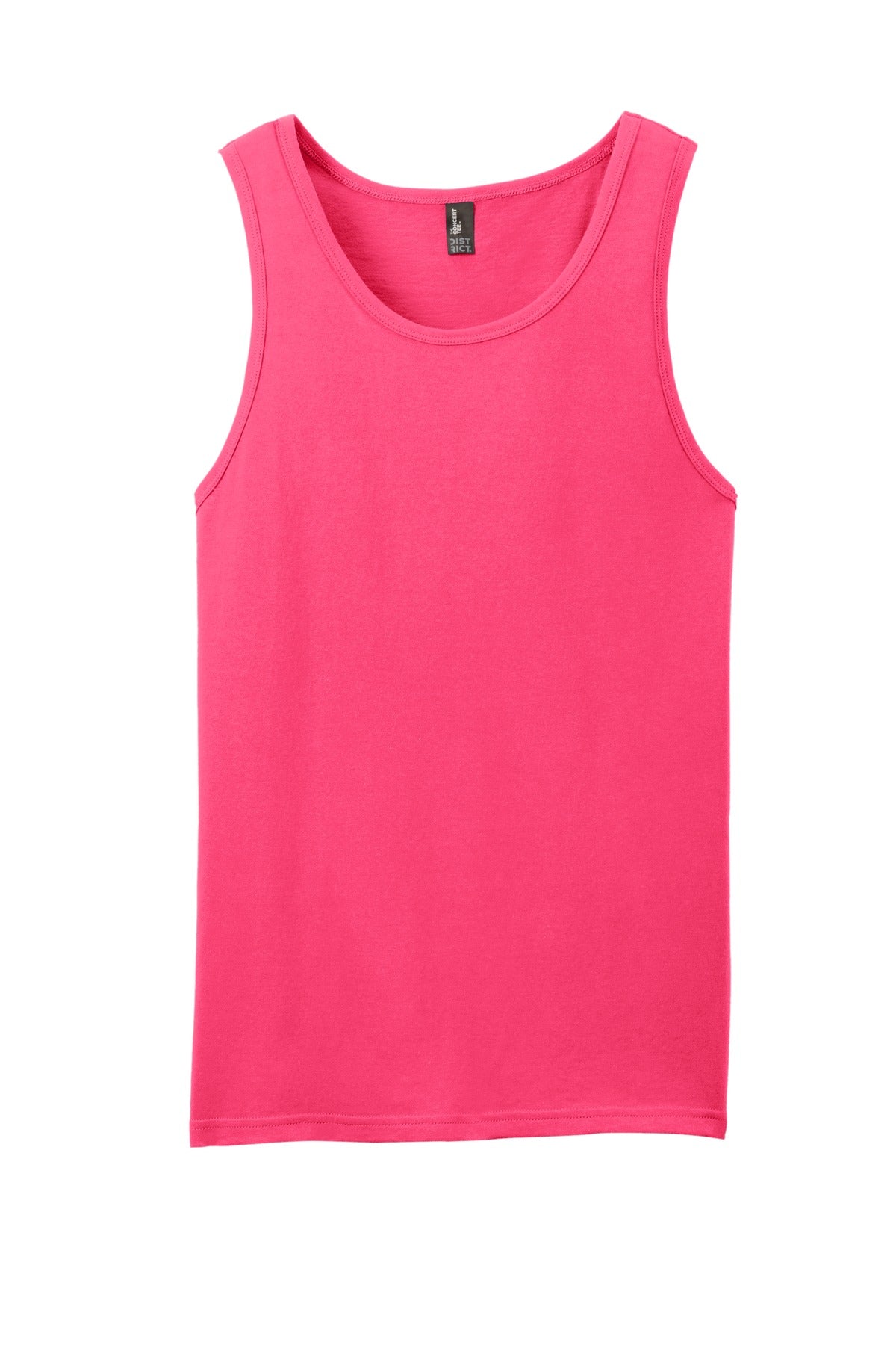 Custom Embroidered District T-Shirts  in Neon Pink