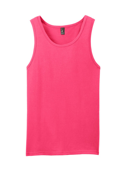 Custom Embroidered District T-Shirts  in Neon Pink