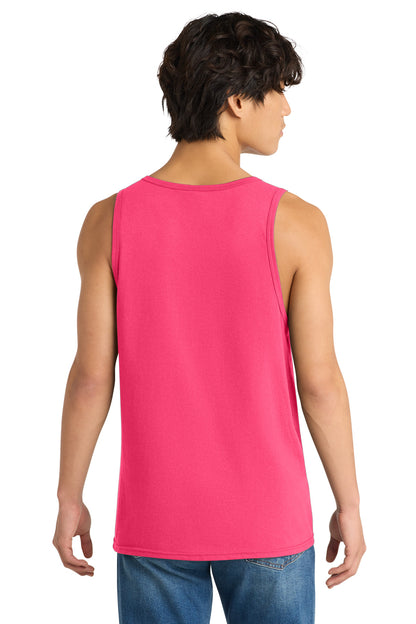 Custom Embroidered District T-Shirts  in Neon Pink