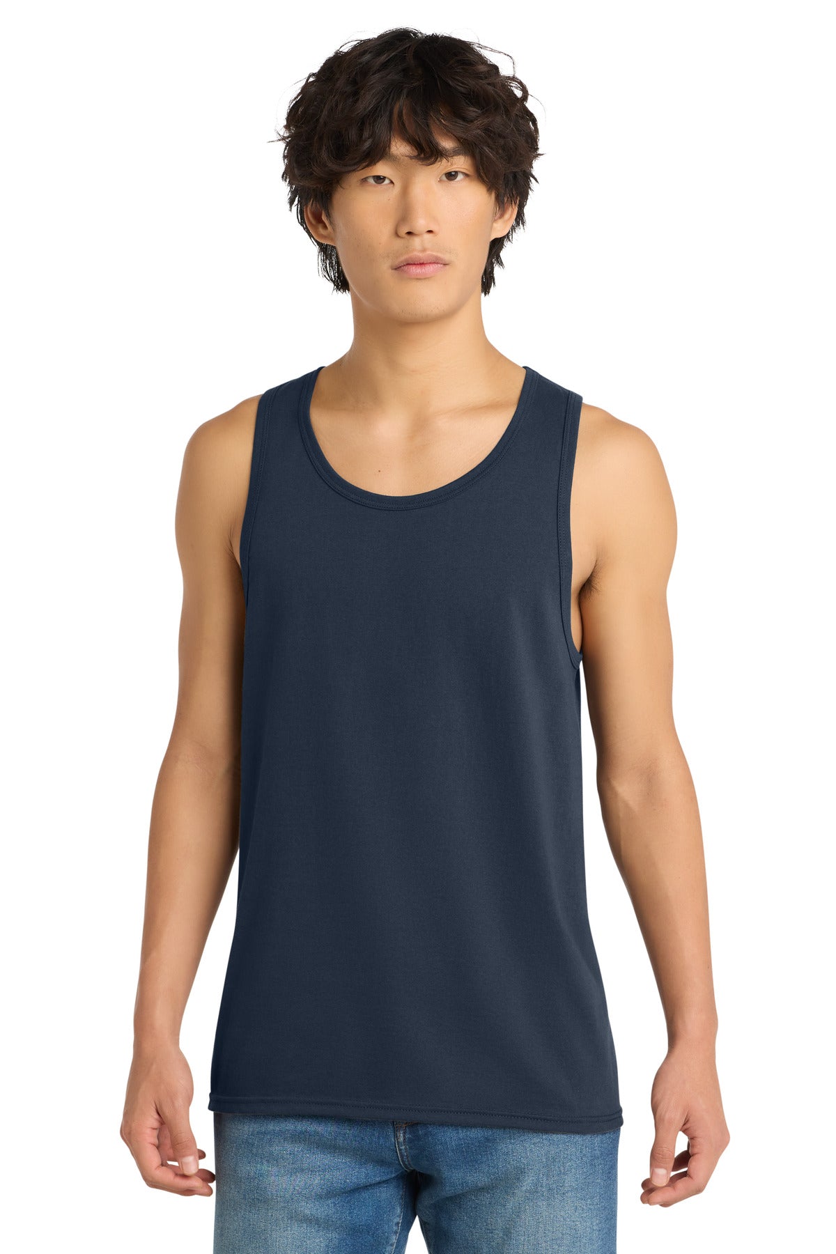Custom Embroidered District T-Shirts  in New Navy