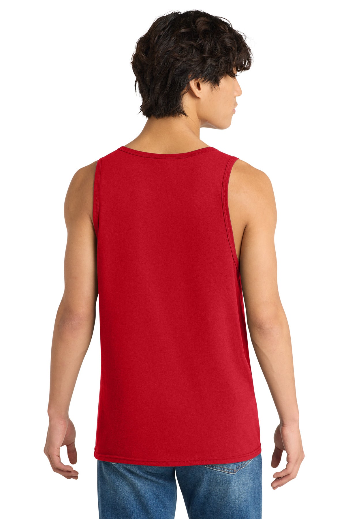 Custom Embroidered District T-Shirts  in New Red