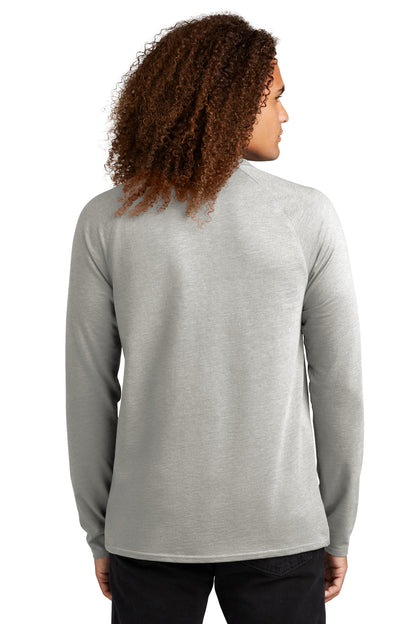 Custom Embroidered District Featherweight French Terry Long Sleeve Crewneck DT572,Light Heather Grey