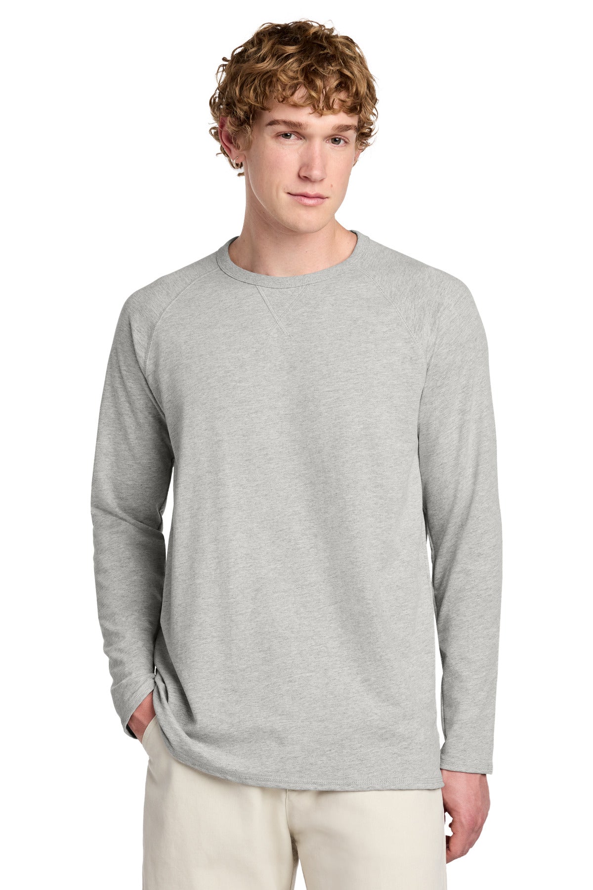 Custom Embroidered District Sweatshirts/Fleece in Light Heather Grey