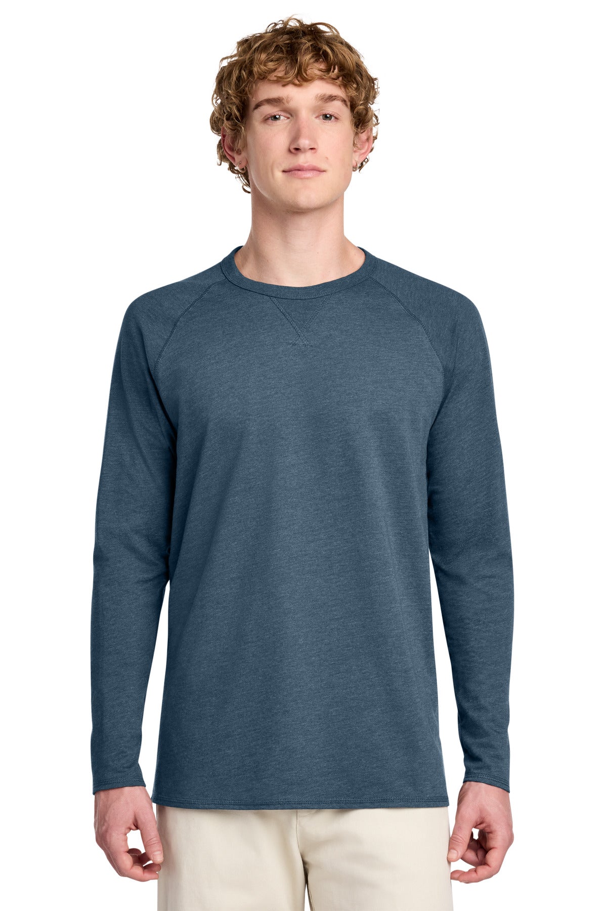 Custom Embroidered District Sweatshirts/Fleece in Washed Indigo