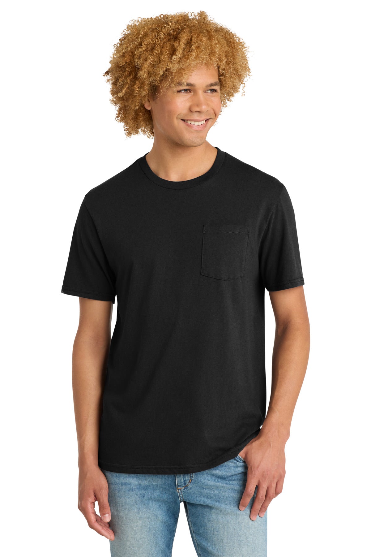 Custom Embroidered District T-Shirts  in Black
