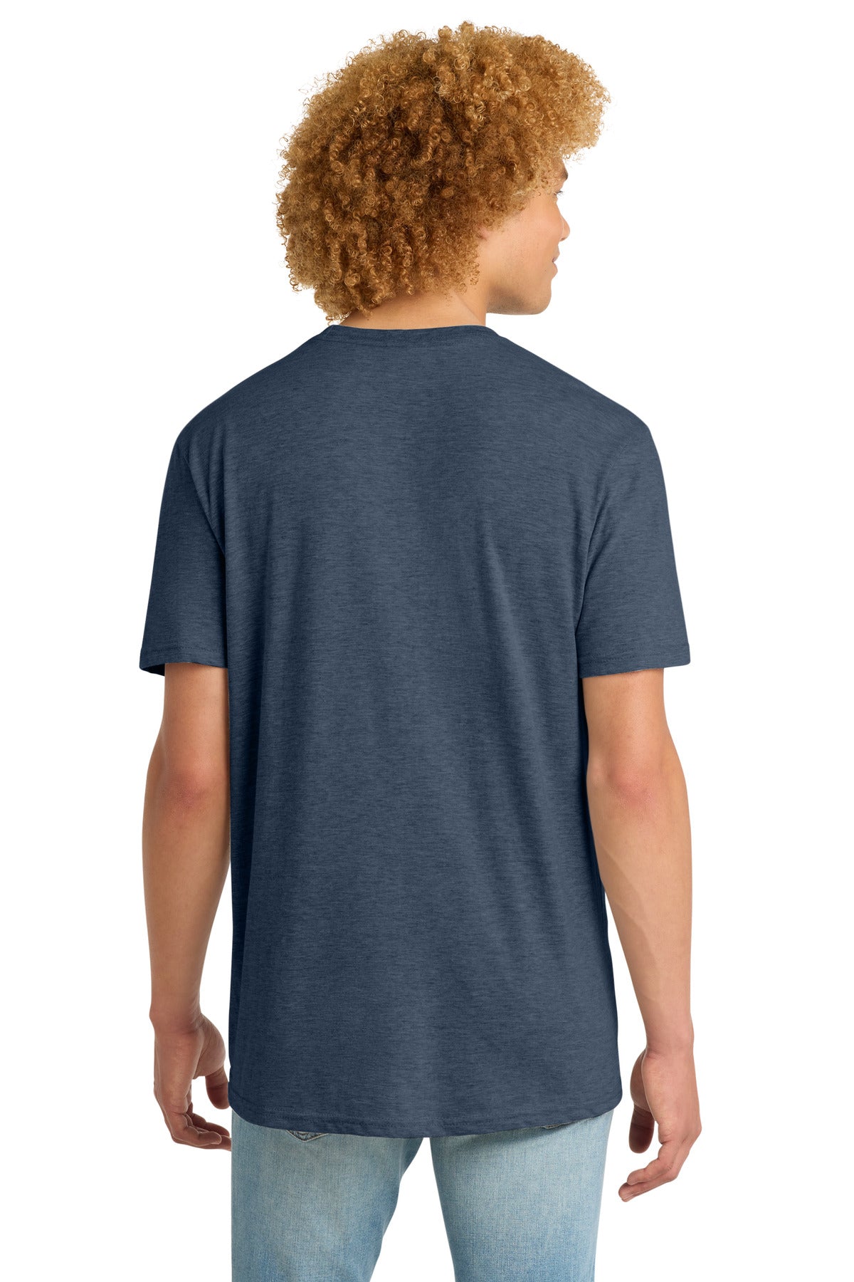 Custom Embroidered District T-Shirts  in Heathered Navy