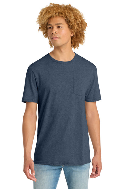 Custom Embroidered District T-Shirts  in Heathered Navy