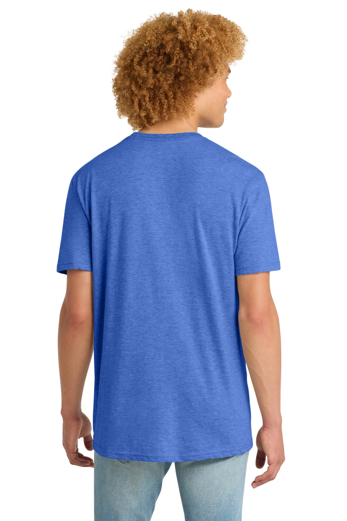 Custom Embroidered District T-Shirts  in Heathered Royal