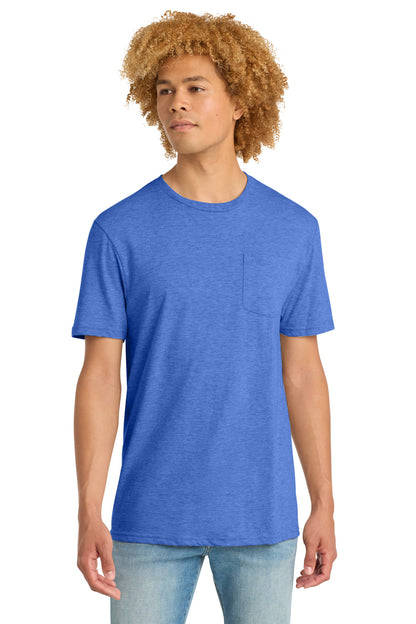 Custom Embroidered District T-Shirts  in Heathered Royal