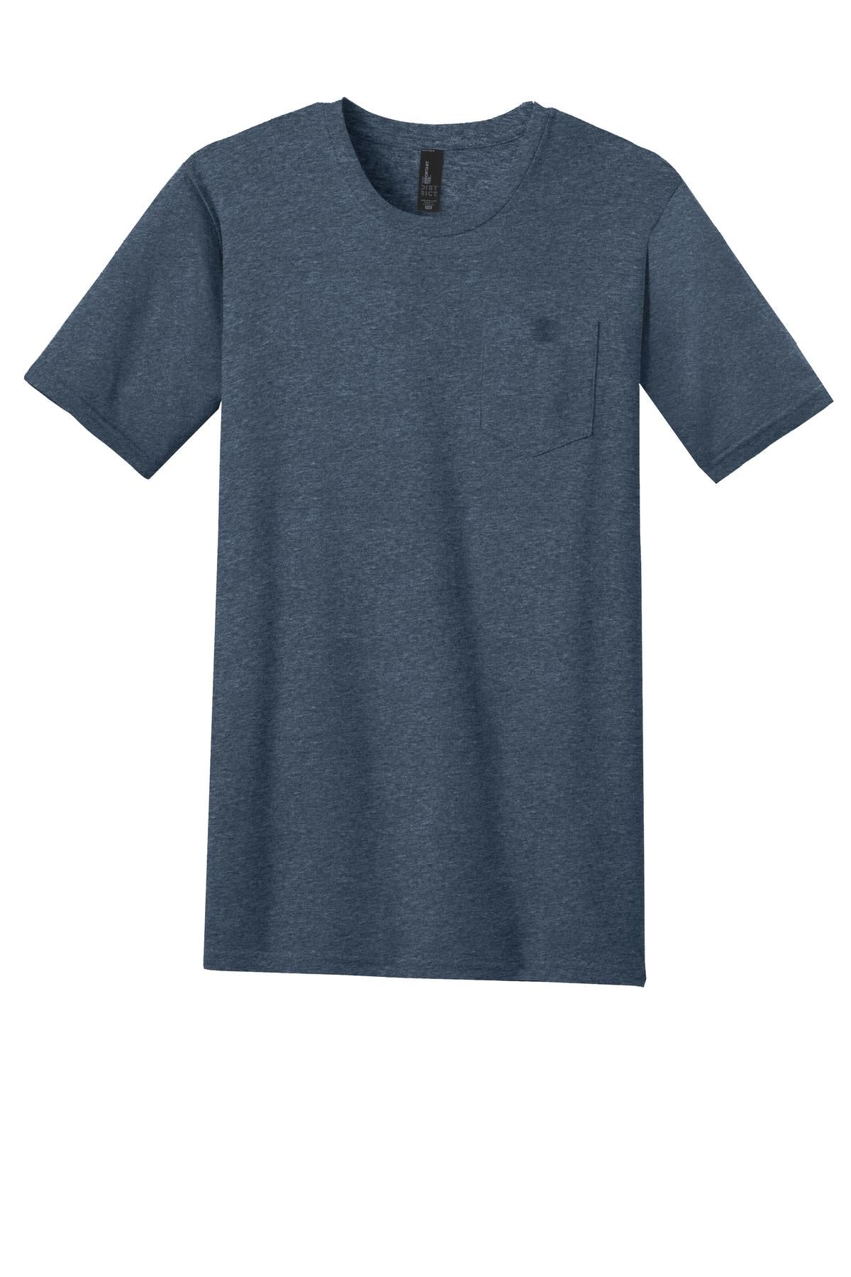 Custom Embroidered District T-Shirts  in Heathered Navy