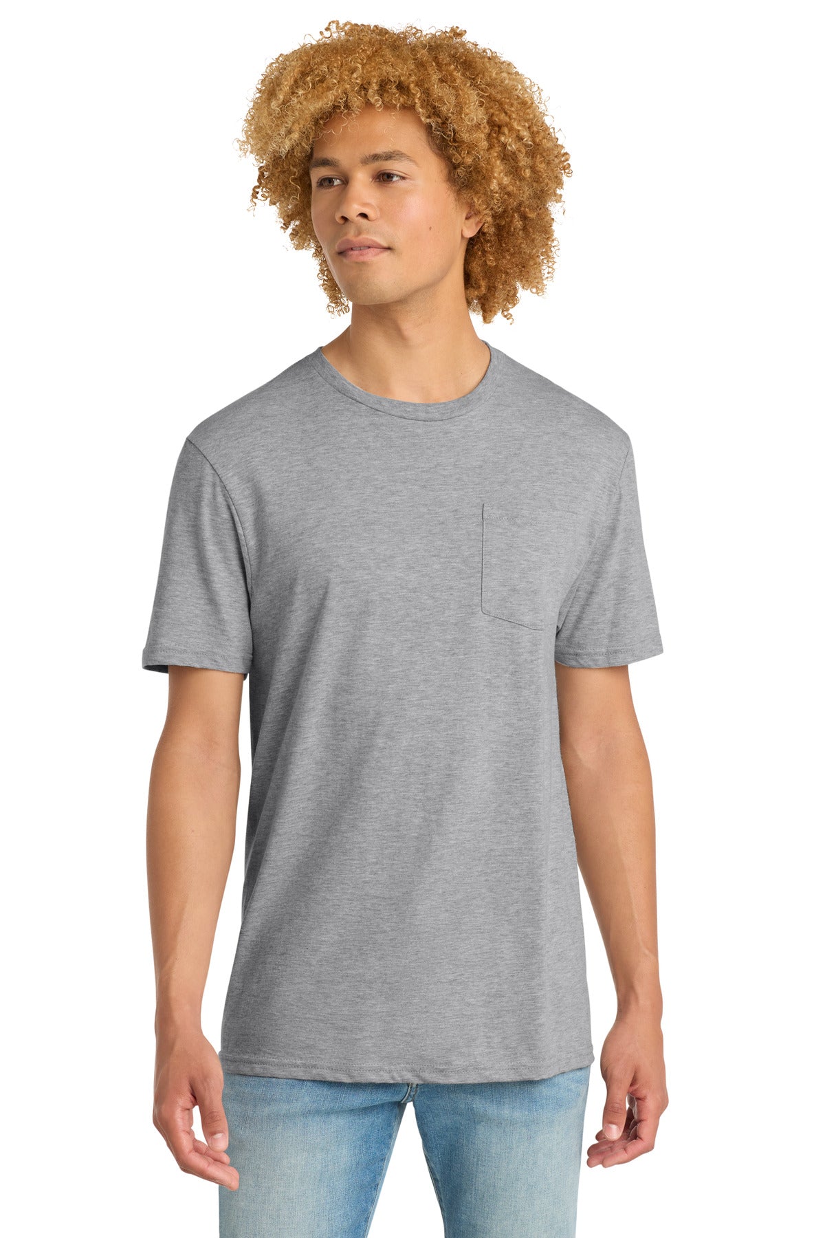 Custom Embroidered District T-Shirts  in Light Heather Grey