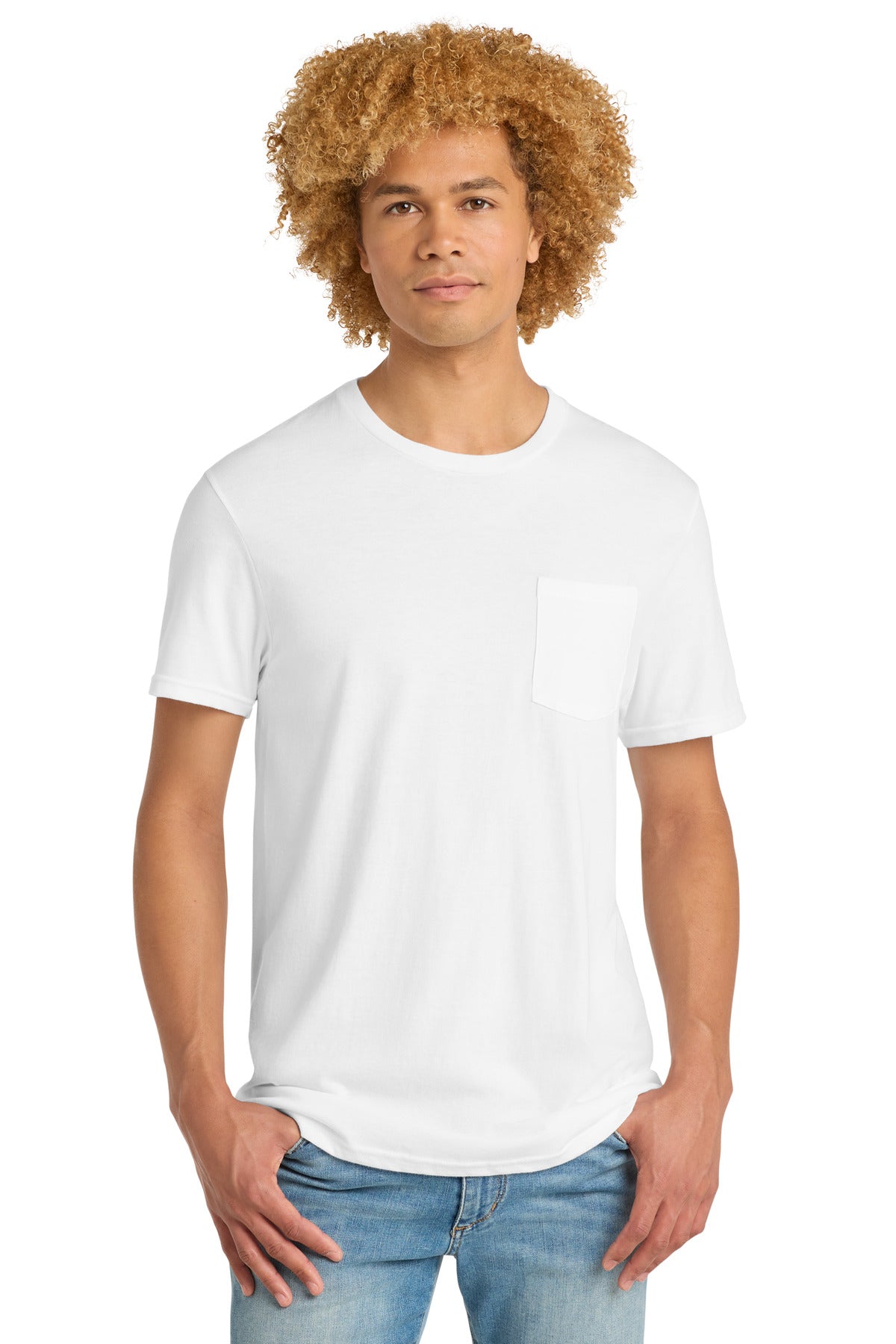 Custom Embroidered District T-Shirts  in White