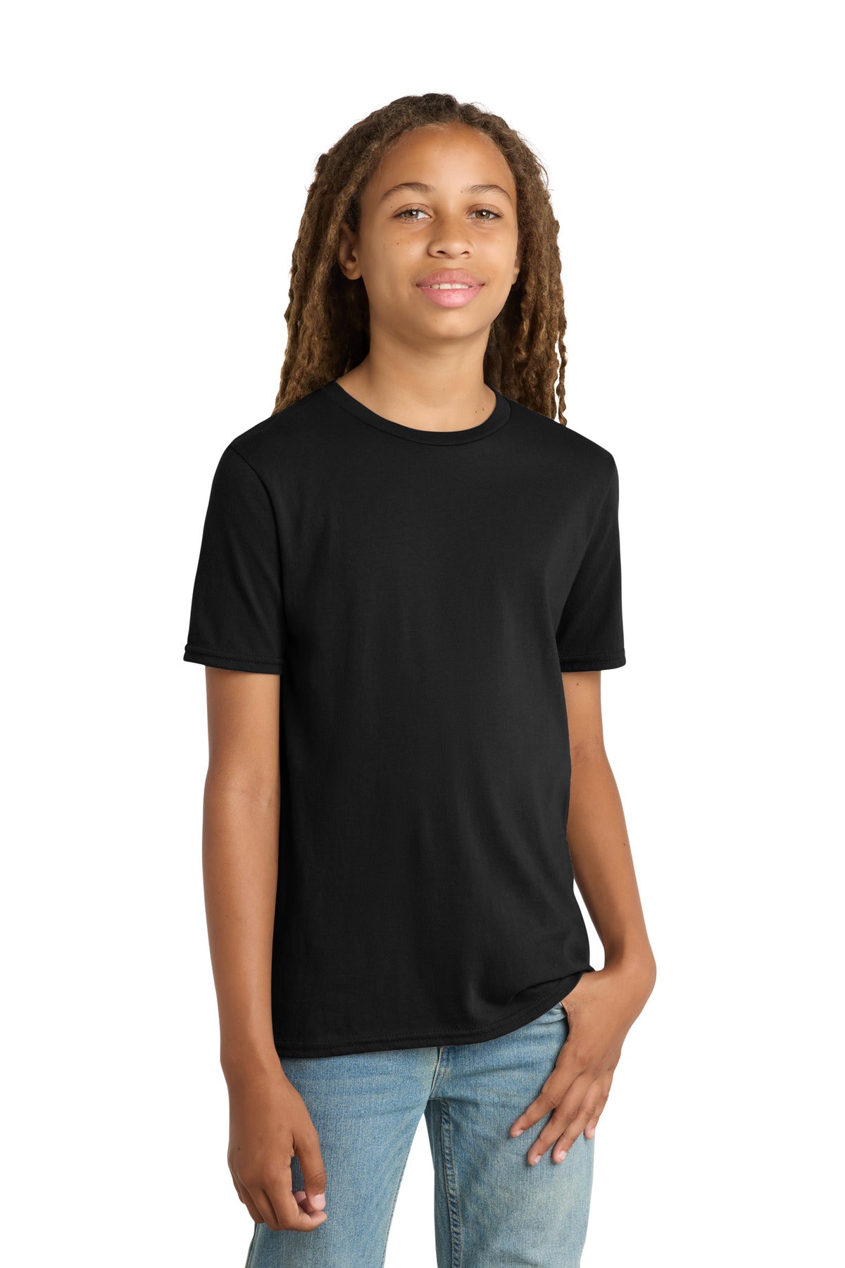 Custom Embroidered District T-Shirts  in Black