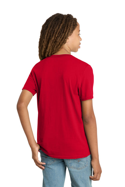 Custom Embroidered District T-Shirts  in Classic Red