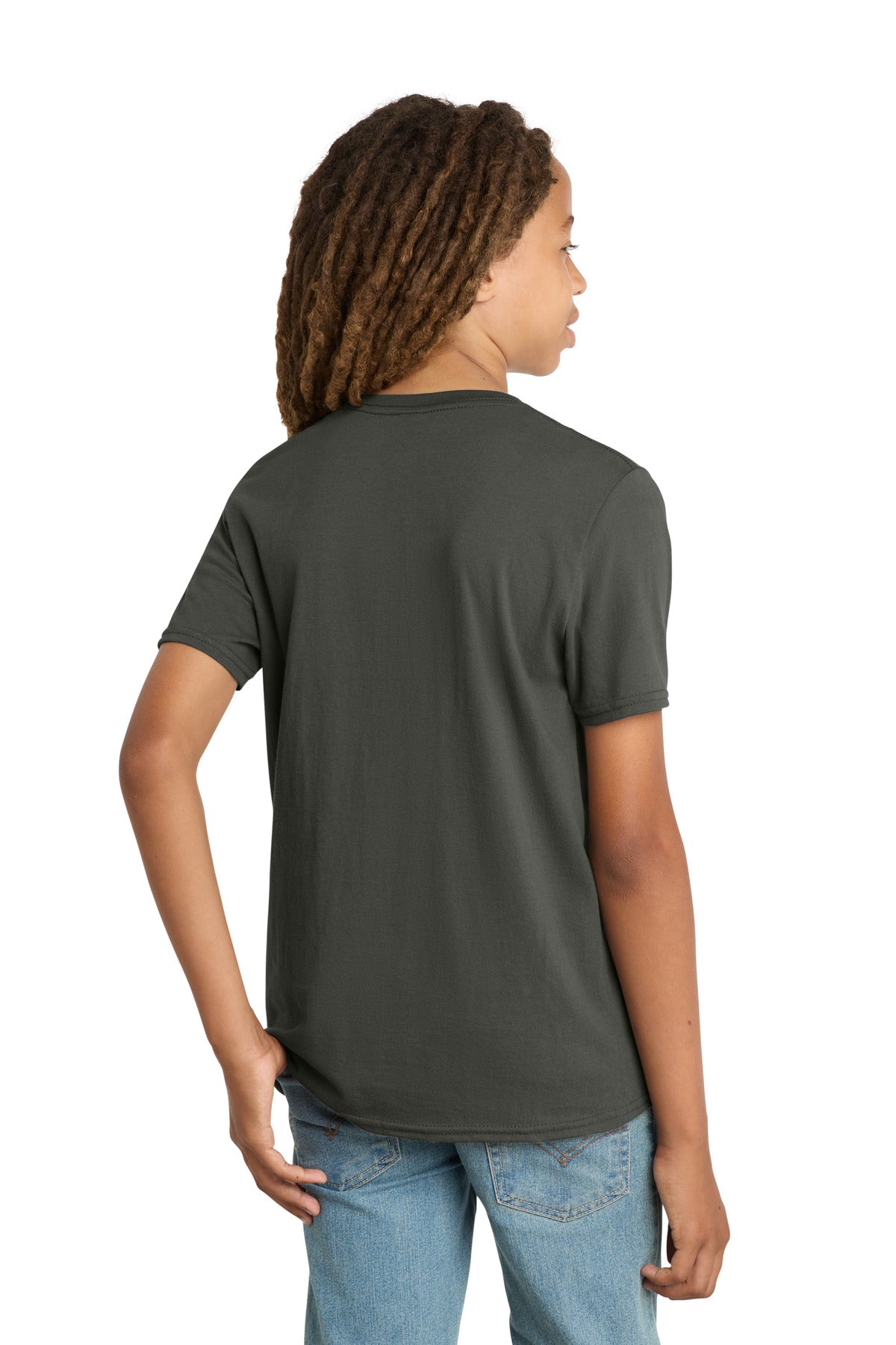 Custom Embroidered District T-Shirts  in Deepest Grey
