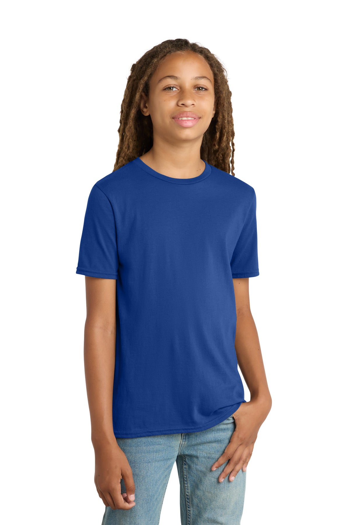 Custom Embroidered District T-Shirts  in Deep Royal