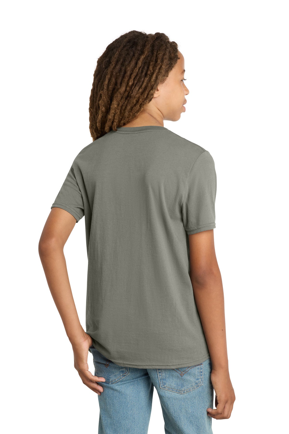 Custom Embroidered District T-Shirts  in Deep Smoke
