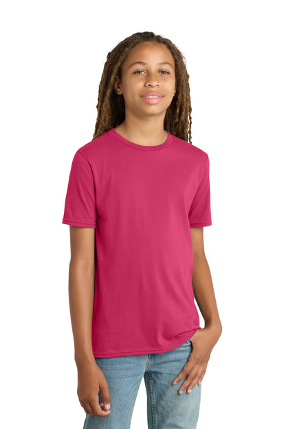 Custom Embroidered District T-Shirts  in Flush Pink