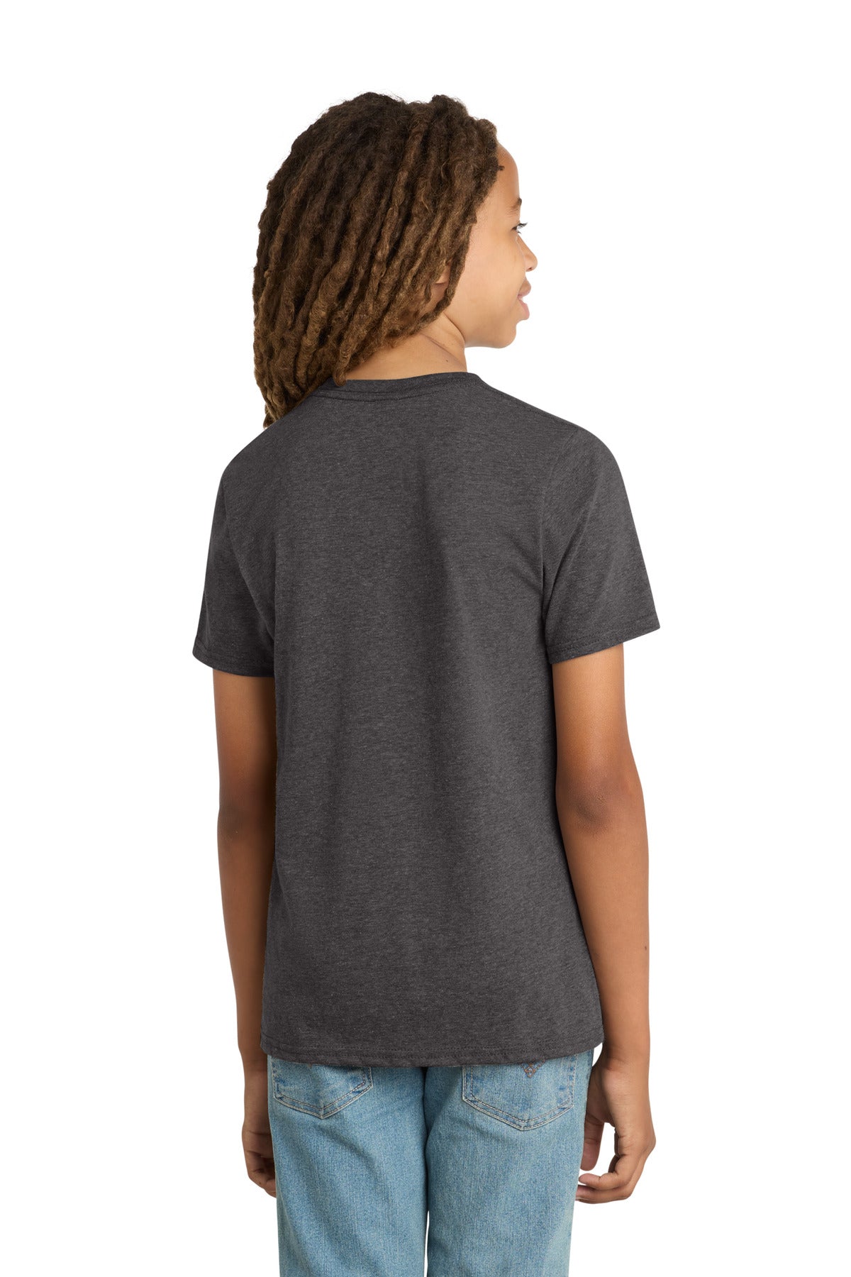 Custom Embroidered District T-Shirts  in Heathered Charcoal