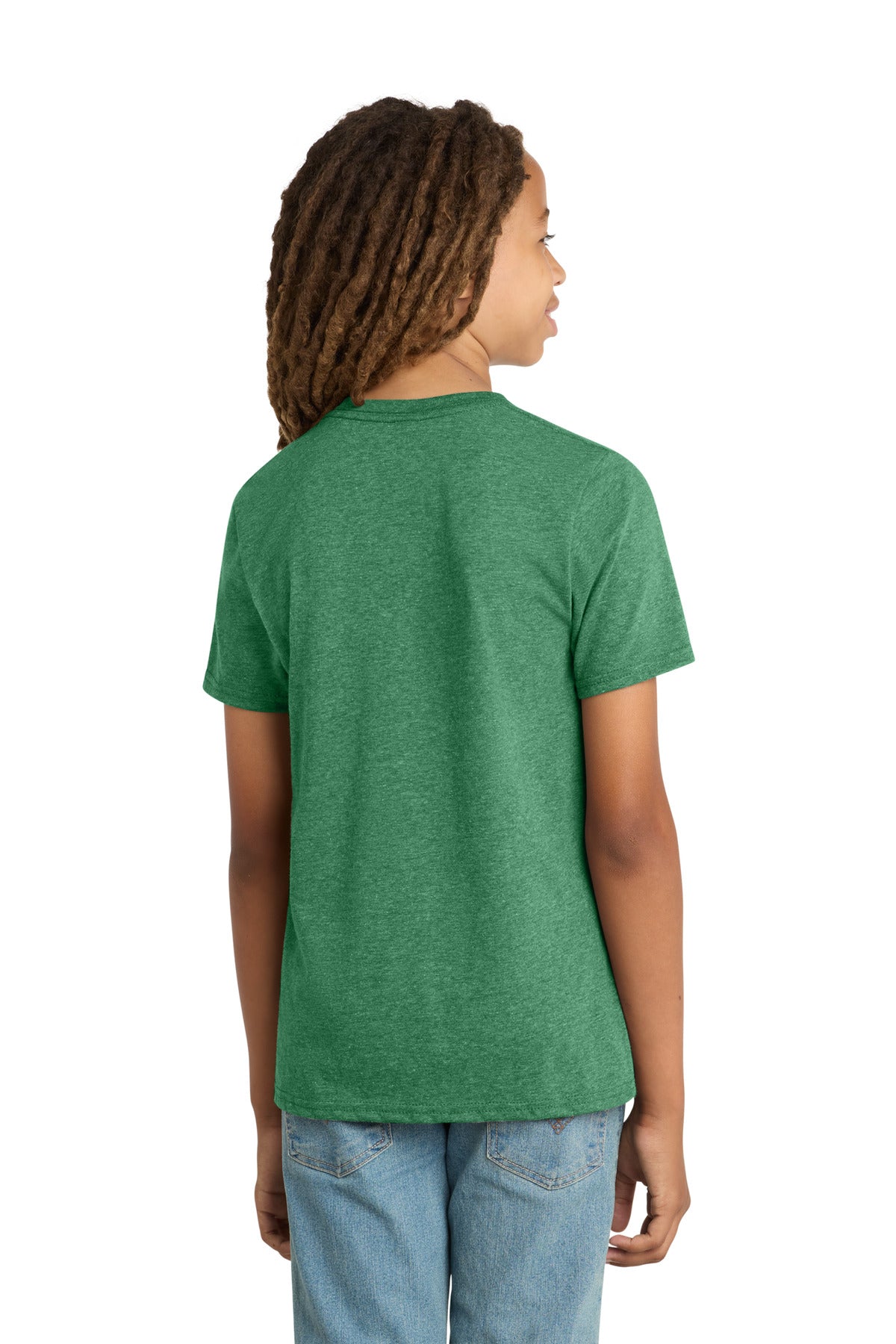 Custom Embroidered District T-Shirts  in Heathered Kelly Green